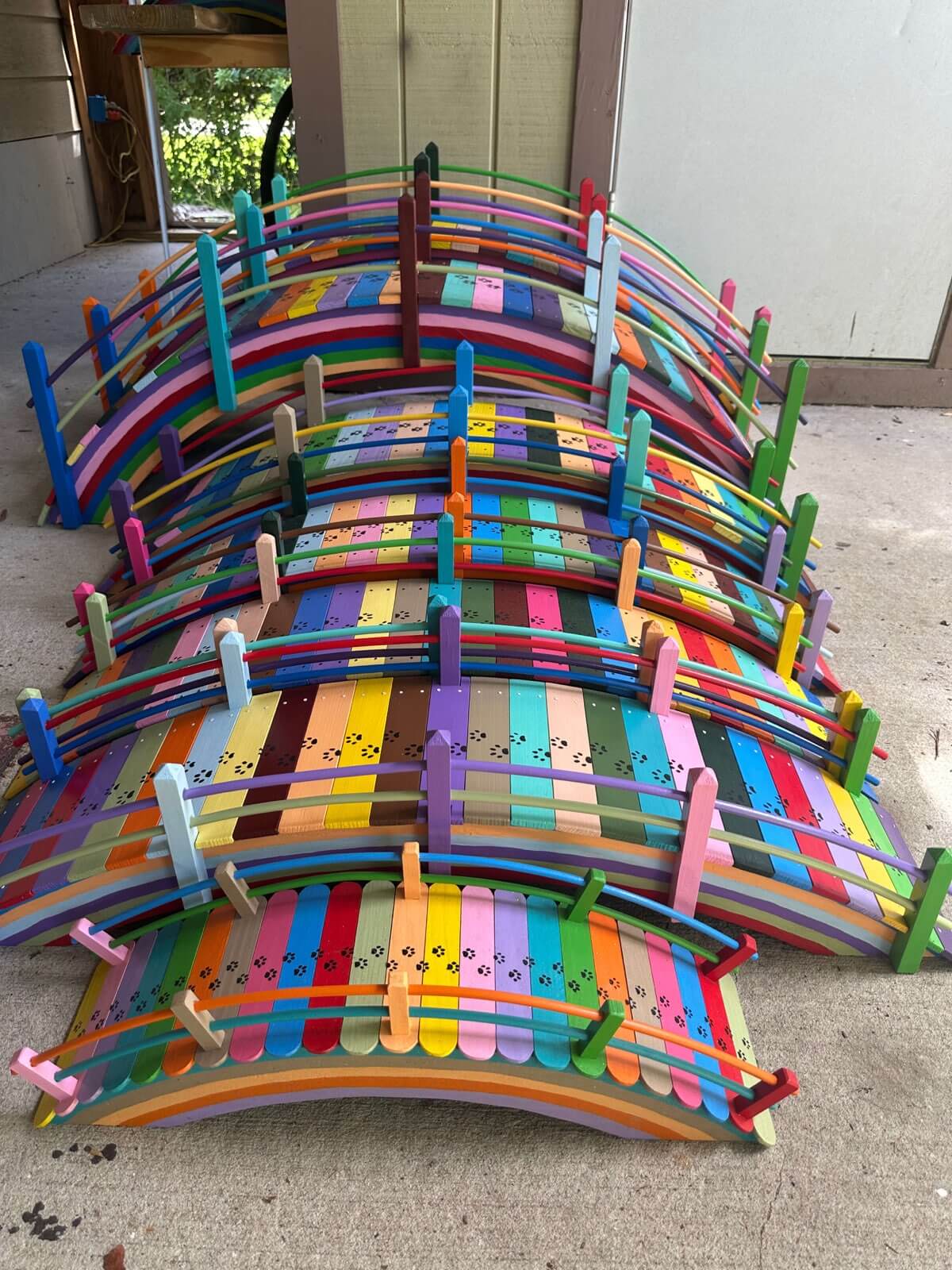 Paul's bridges lined up showing the arched rainbow design