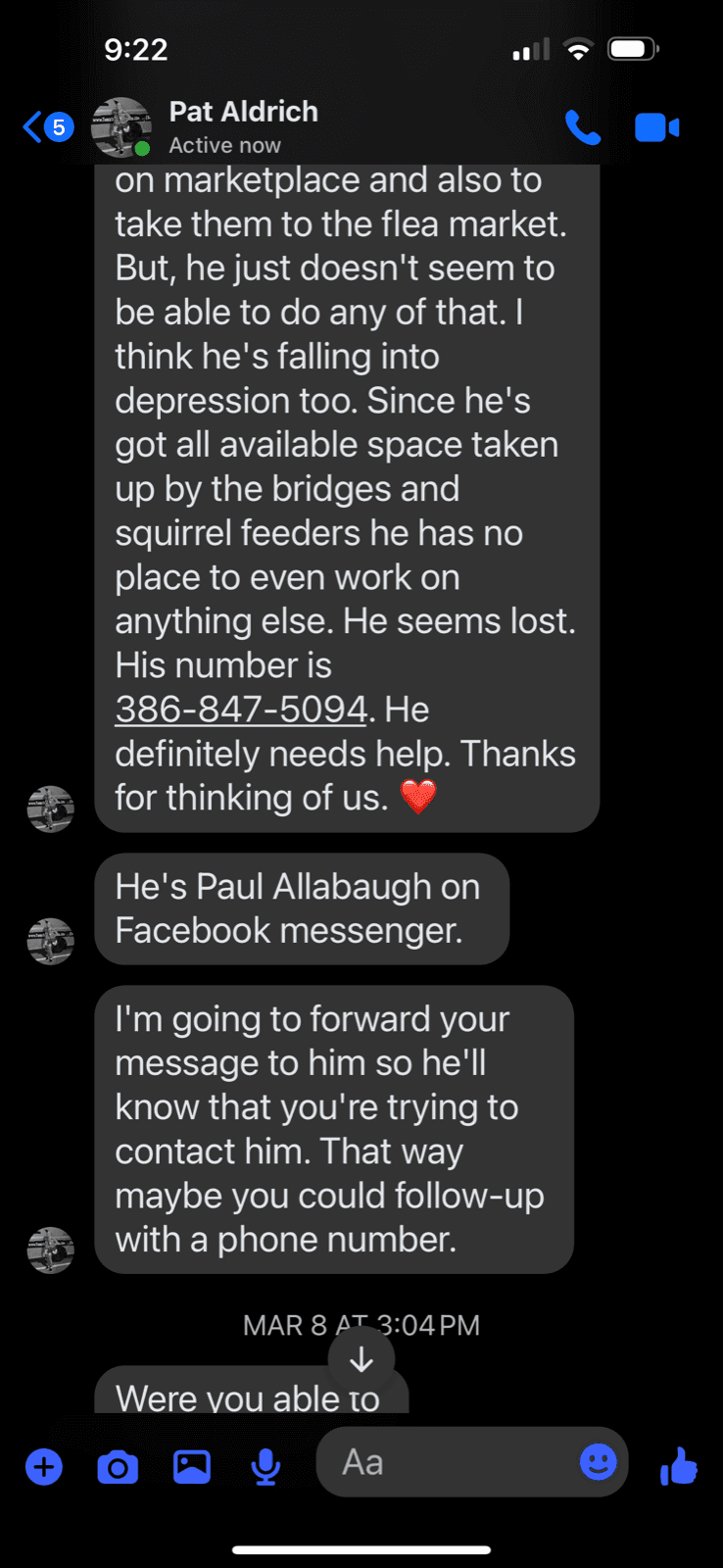 Pat: 'He seems lost. He definitely needs help.' March 7, 2026. Twenty-four days before.